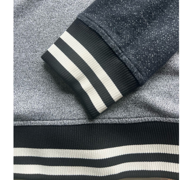 3/$27 Carbon Varsity Scoop Neck Sweatshirt, Heathered Gray/Black/White, size XL - Picture 3 of 9